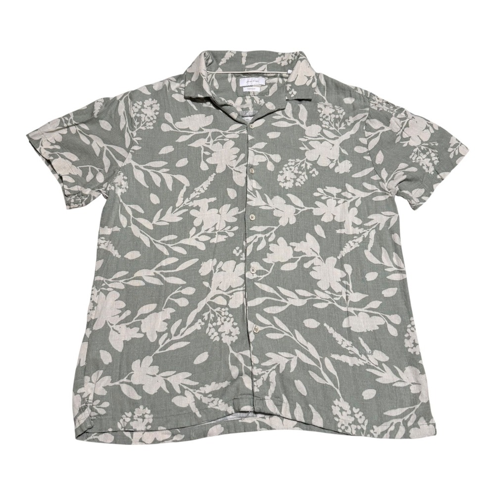Porter & Ash Linen Blend Floral Casual Button Down Shirt Men's XL (Fits Large)
